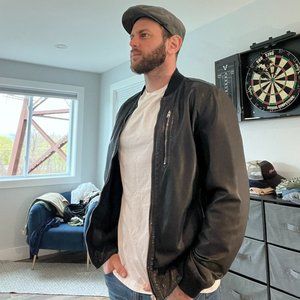 All Saints Boyton Leather Bomber Jacket, perfect condition.